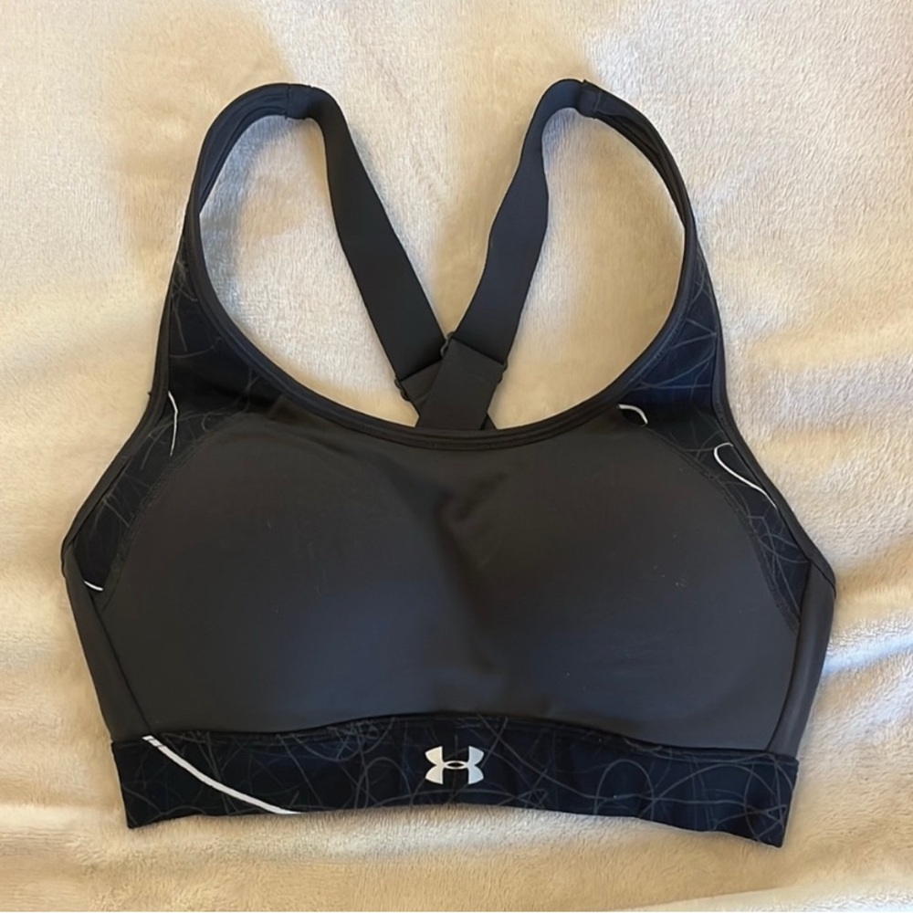 Under Armour Women's Charcoal and Black Sports Bra